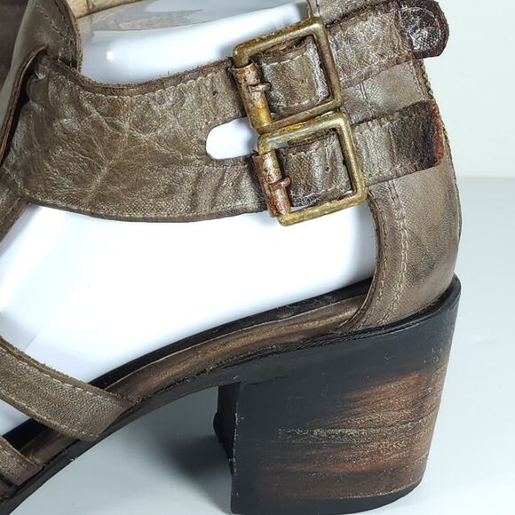 FREEBIRD BY STEVEN Women's US 9M Brown Leather Distressed Cut Out Booties Boots - Picture 13 of 16